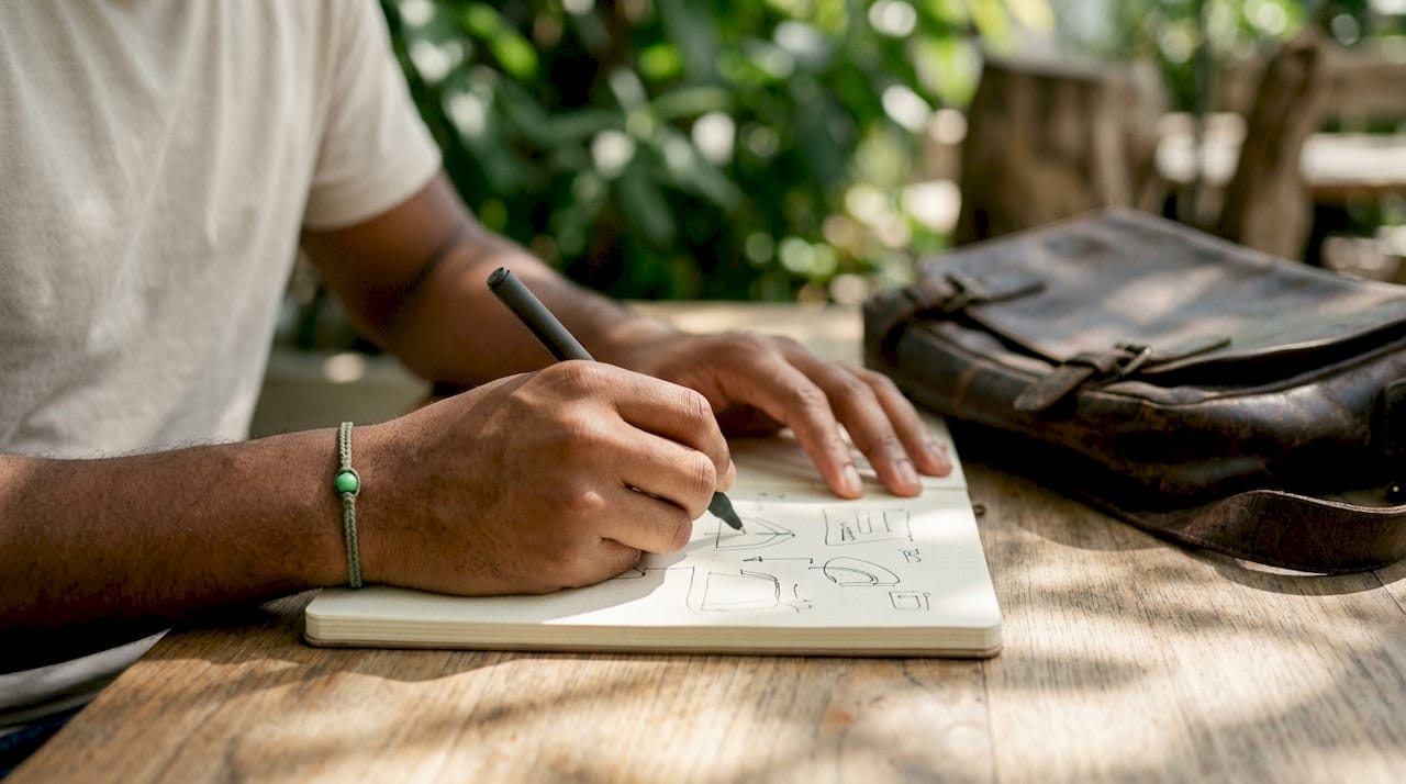 Designer hands typing on laptop in coworking space