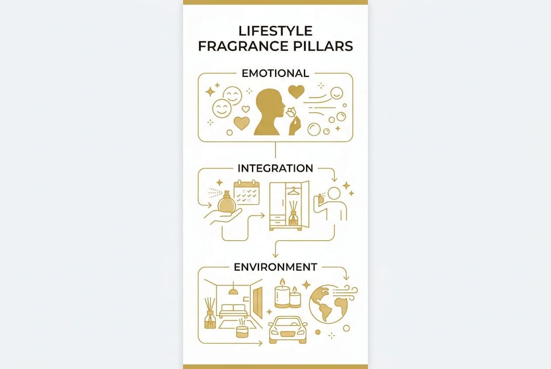Infographic showing three pillars of lifestyle fragrance brands