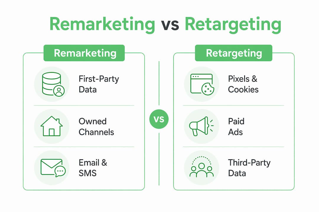 Infographic comparing remarketing and retargeting