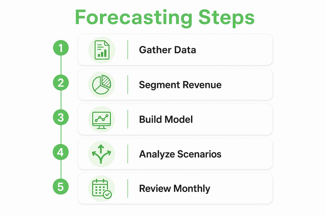 Infographic depicting financial forecasting steps for small business
