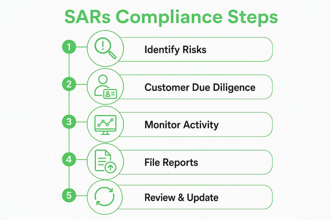 Infographic outlining SARs compliance steps for small businesses