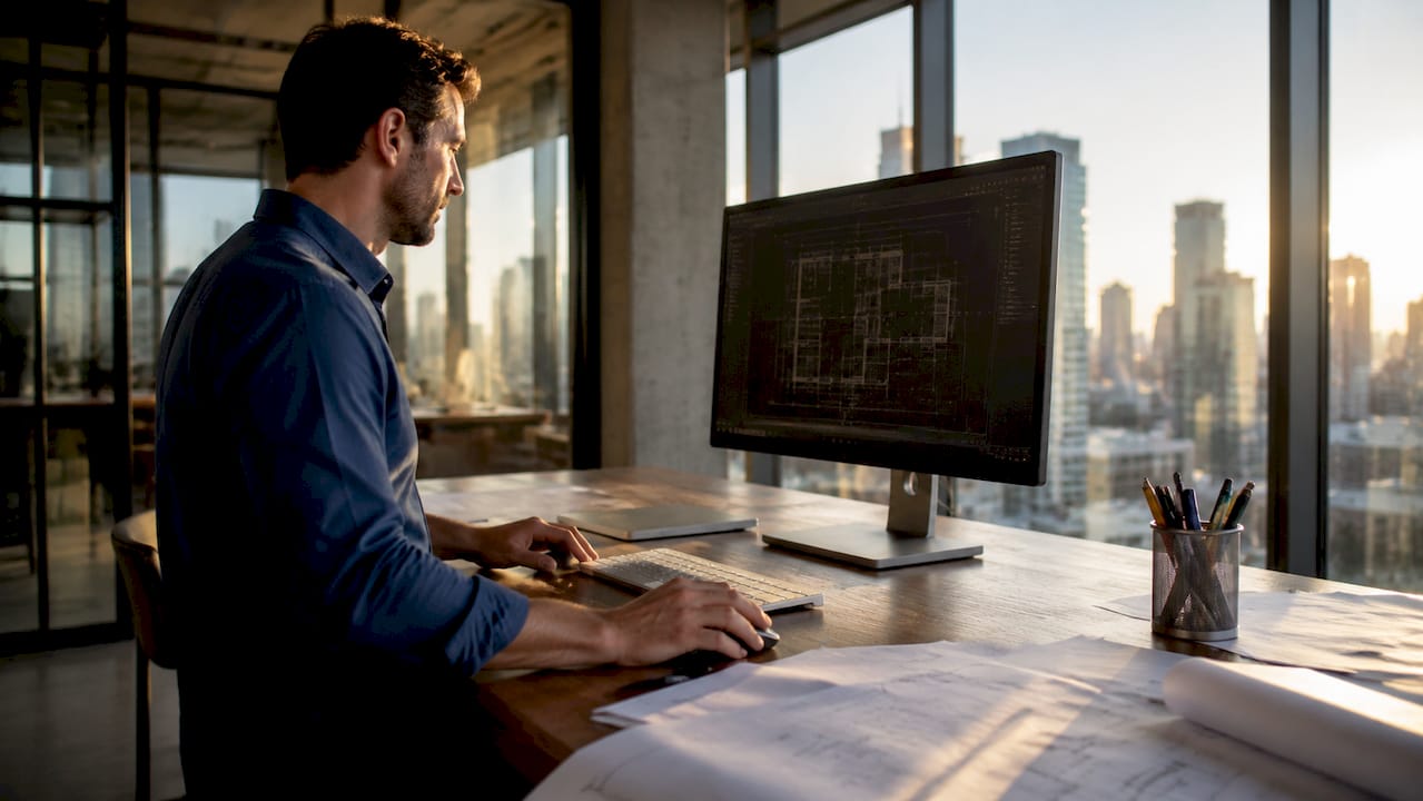 Draftsman setting units in AutoCAD at desk