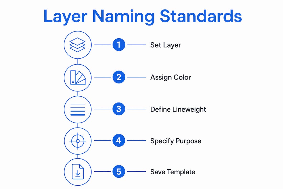 Infographic detailing AutoCAD architectural drawing layer standards