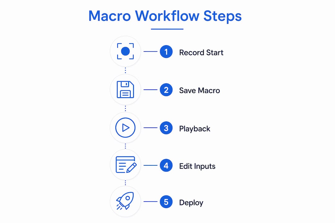 Infographic showing AutoCAD macro workflow steps