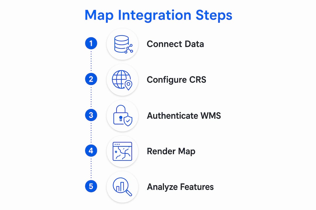 Infographic illustrating AutoCAD Map integration steps