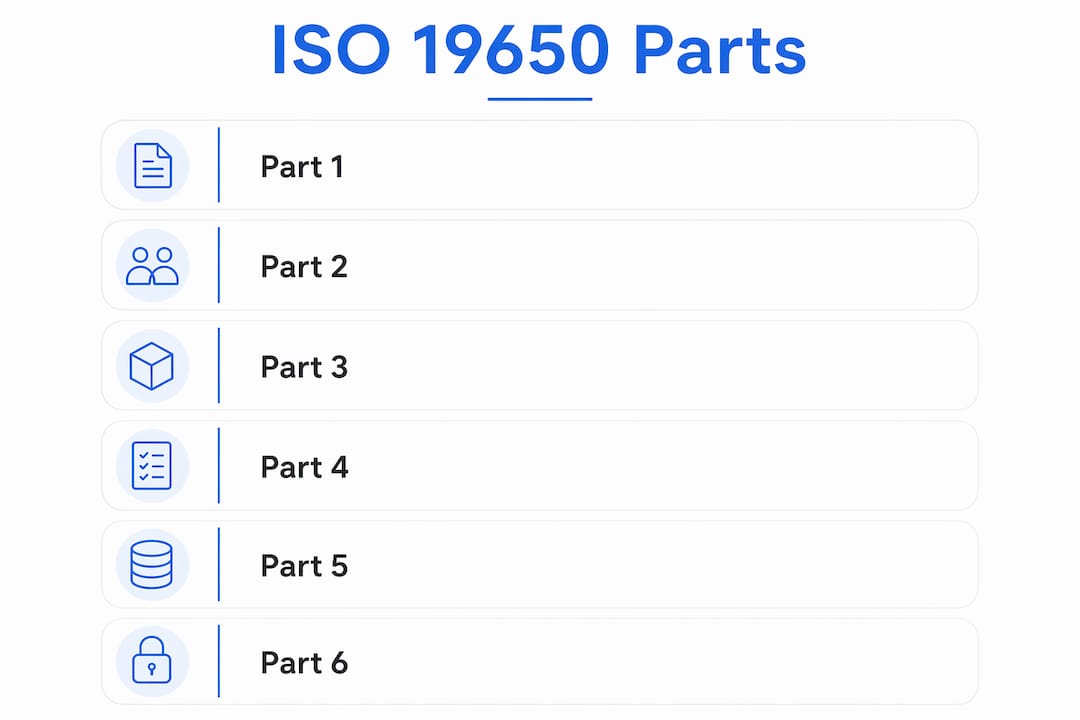 Infographic showing structure of ISO 19650 standard parts