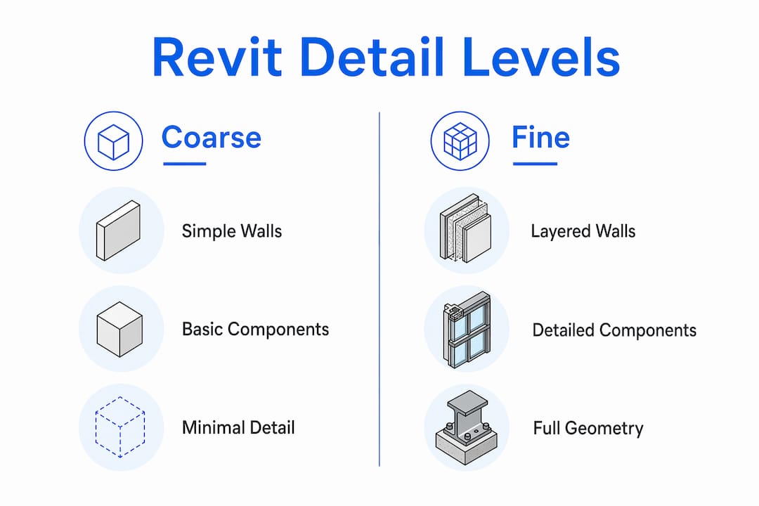 Infographic comparing Coarse and Fine Revit detail levels