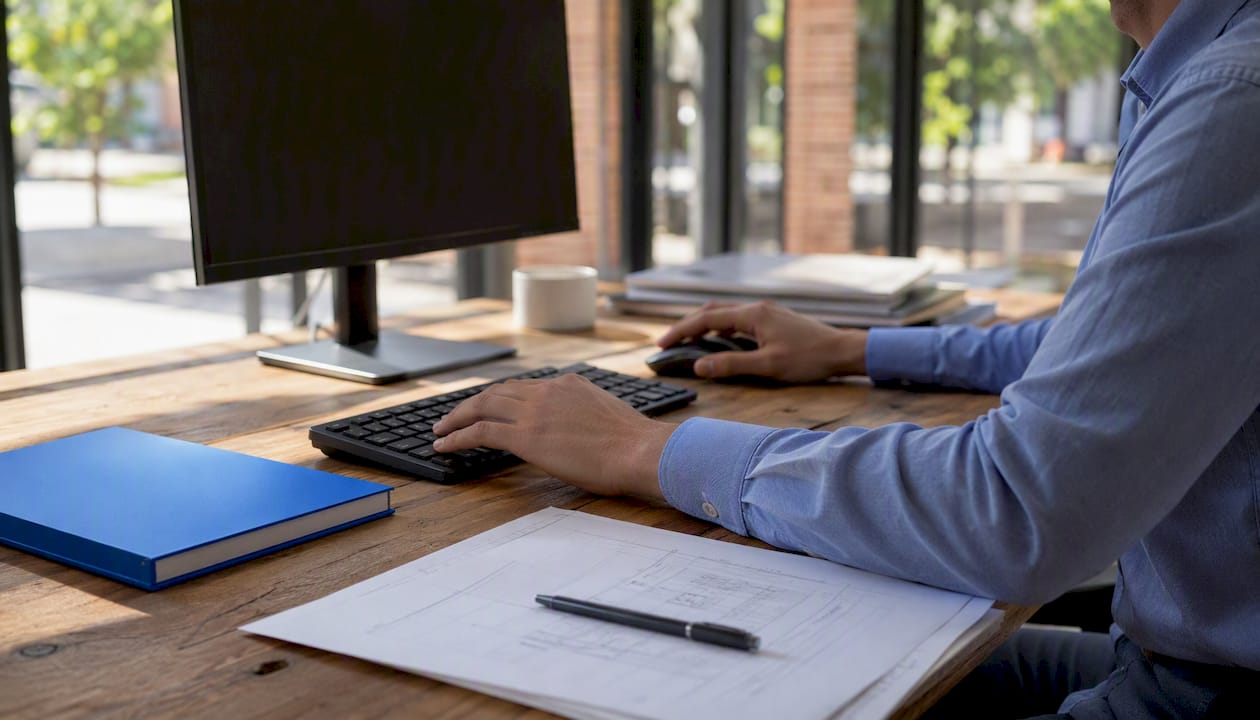Hands selecting Revit schedule types on computer
