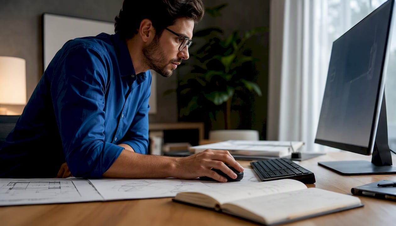 Architect adjusting digital export settings