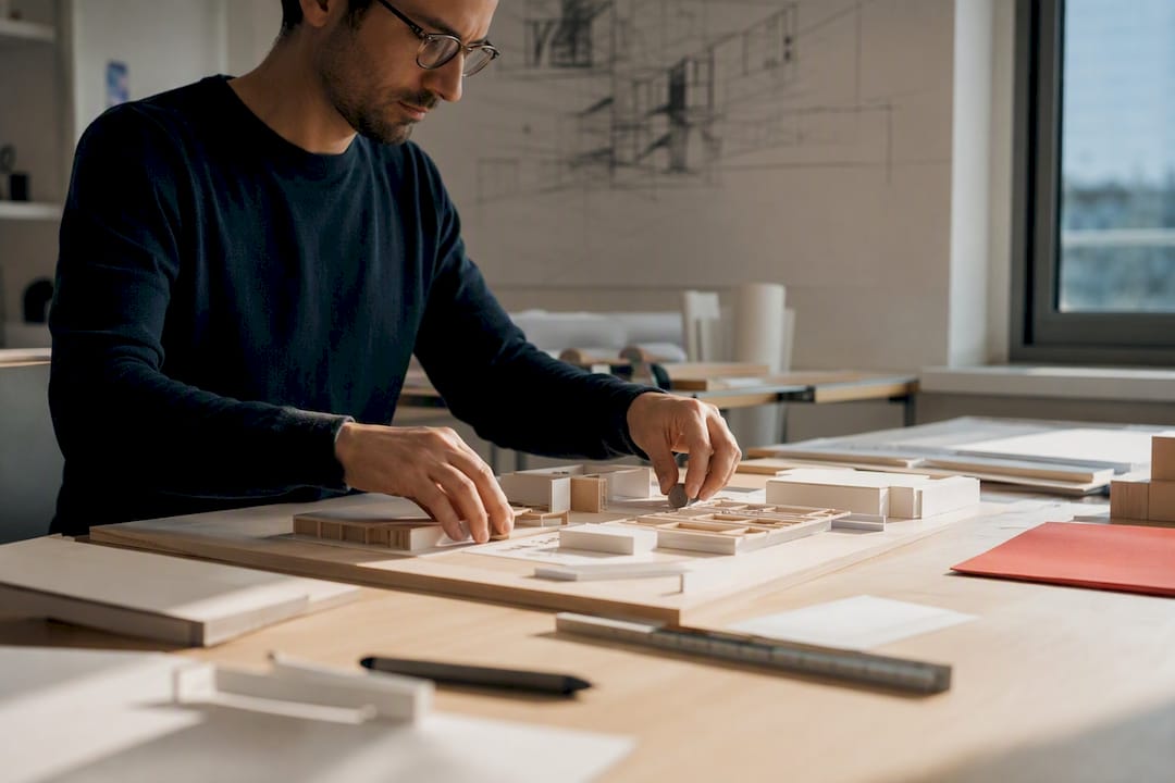 Hands managing architectural model components