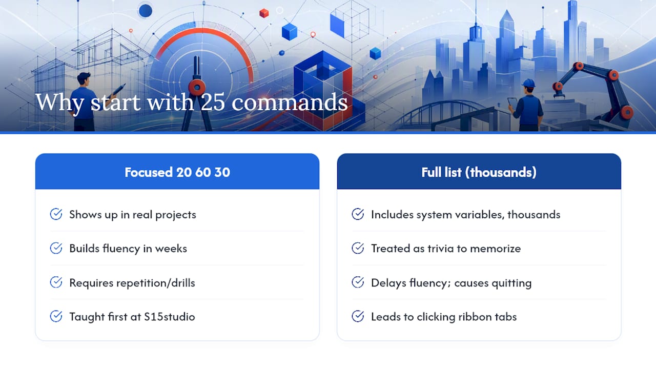 Why This Guide Starts With 25 Commands, Not 2,000 — overview diagram