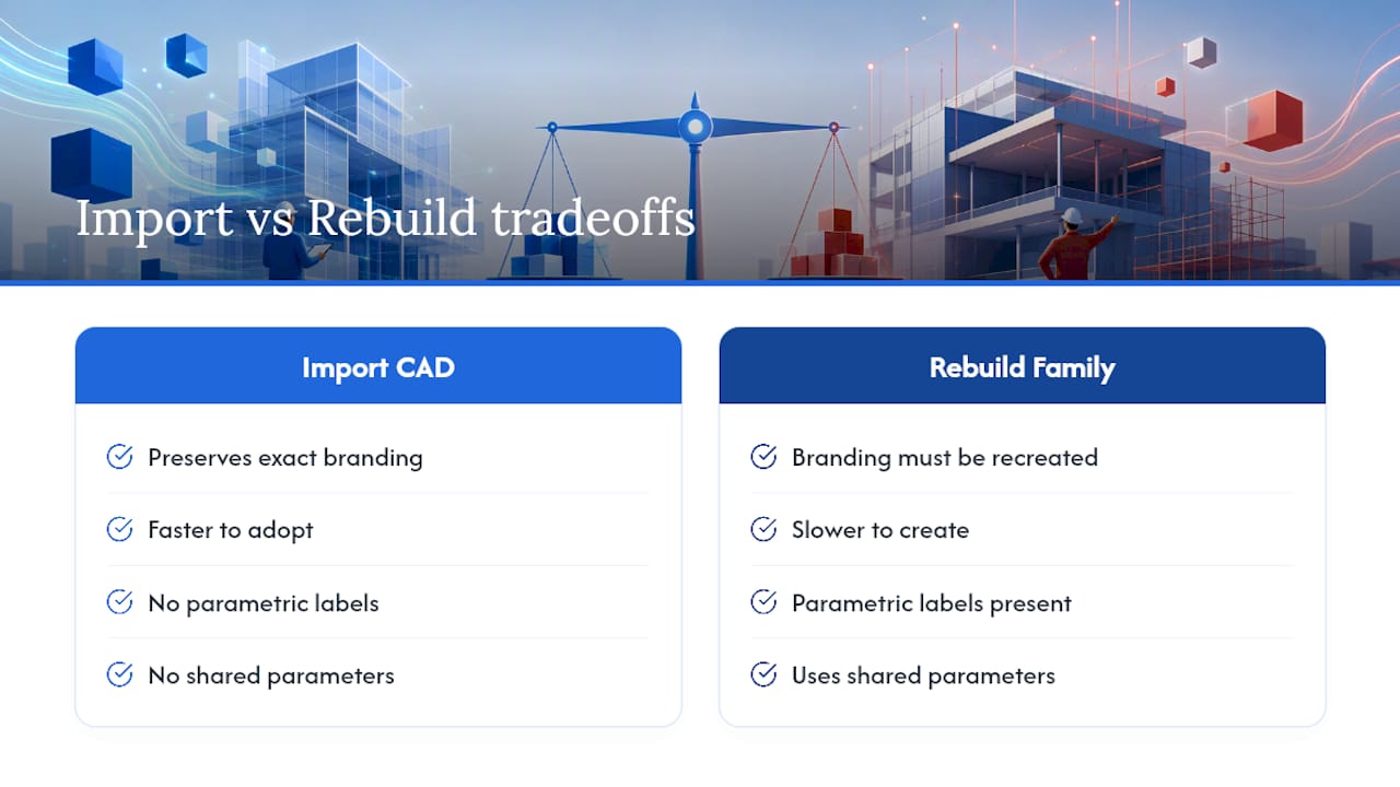 Legacy CAD import versus native Revit family