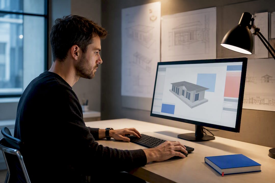 Learner modelling a house in Revit