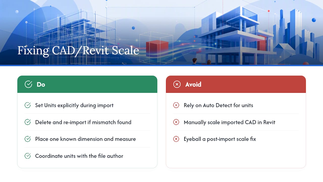 Fixing Scale Mismatches Between CAD and Revit — overview diagram