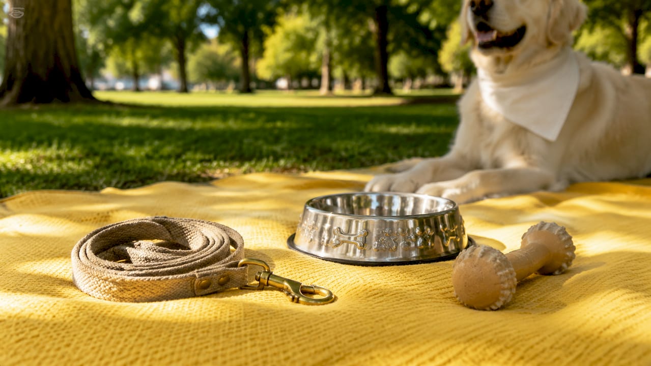 Durable sustainable dog products overhead view
