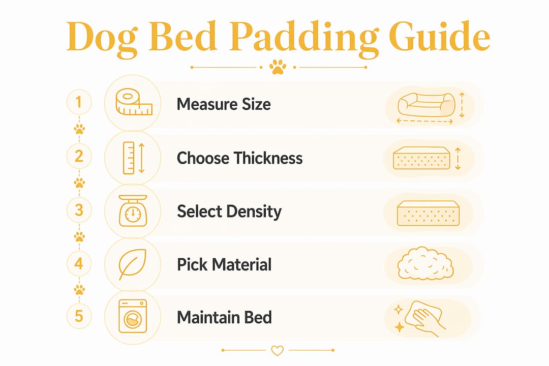 Infographic illustrating dog bed padding steps