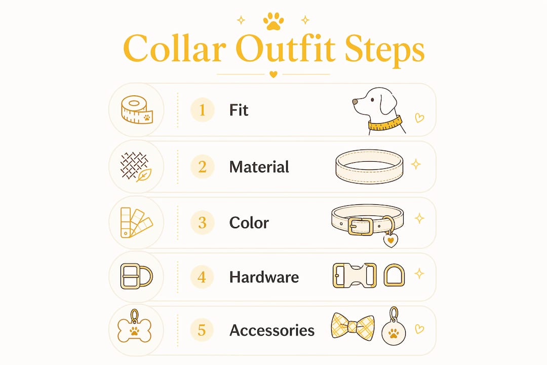Infographic showing steps to match dog collar outfits
