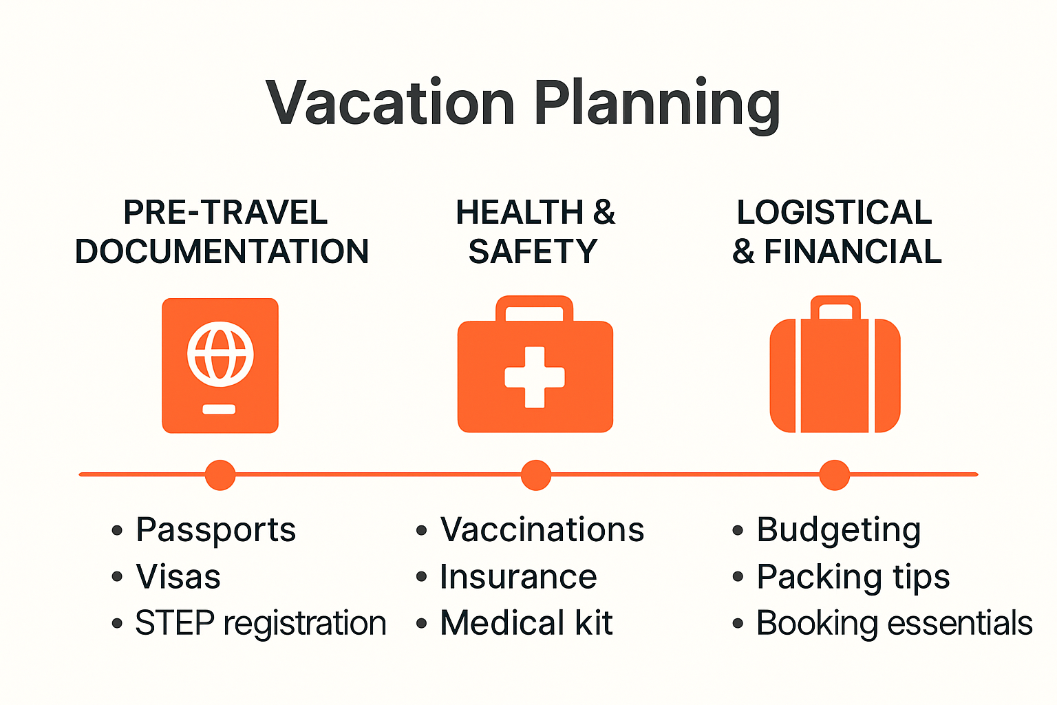 Vacation planning checklist step-by-step infographic for 2025