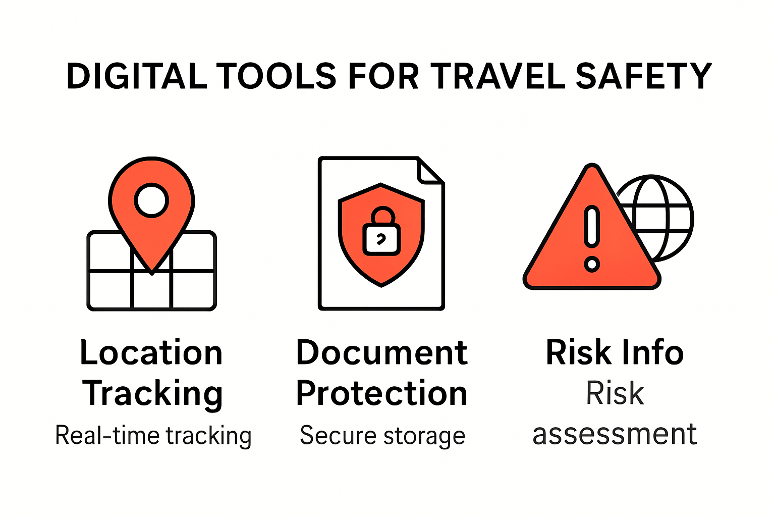 Infographic listing apps for travel safety essentials