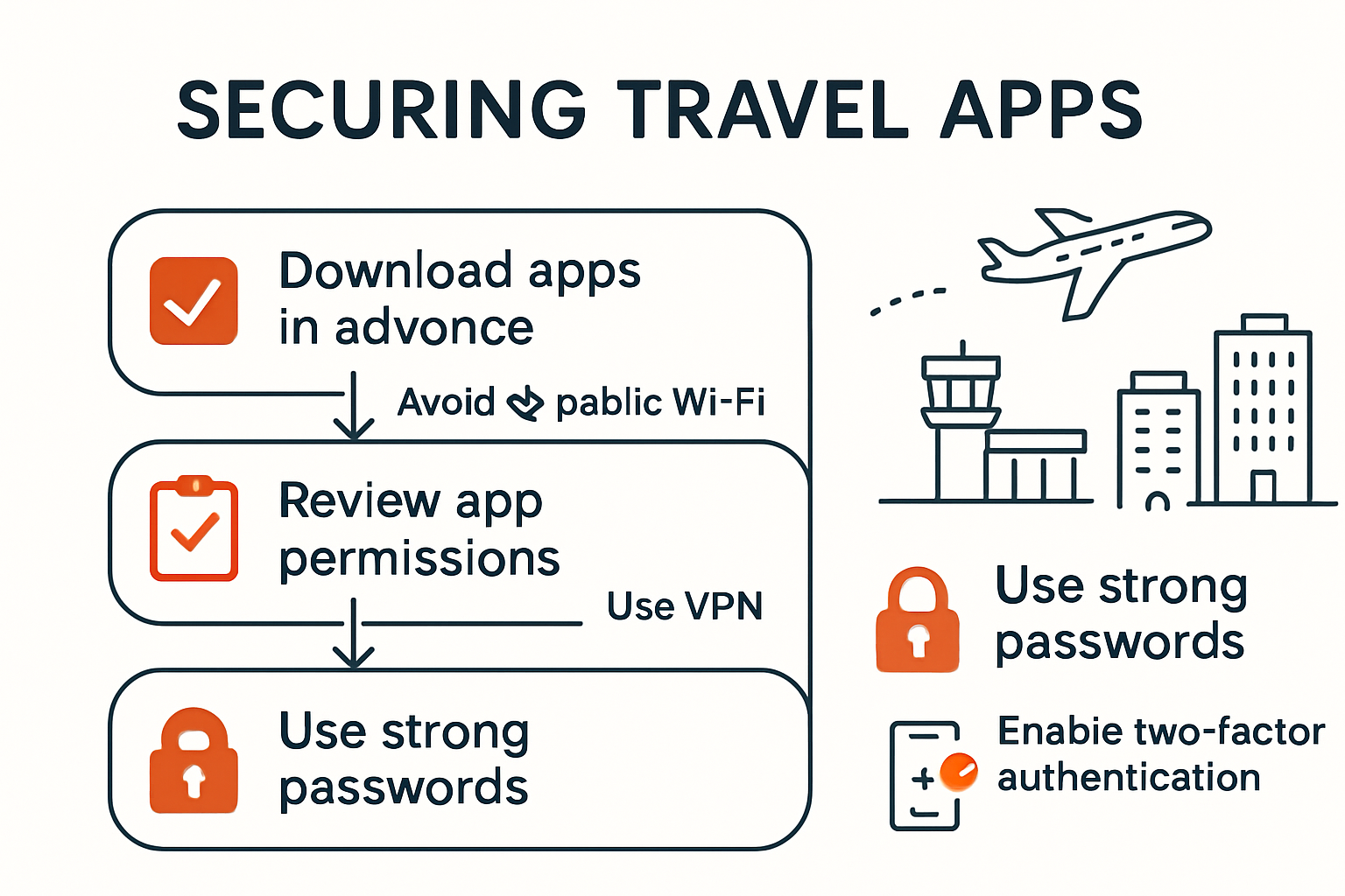 Infographic showing travel app security steps