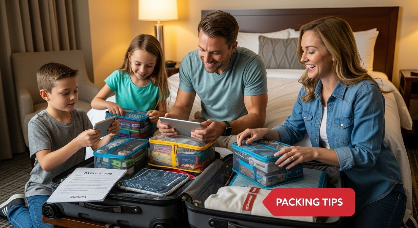 family suitcase packing