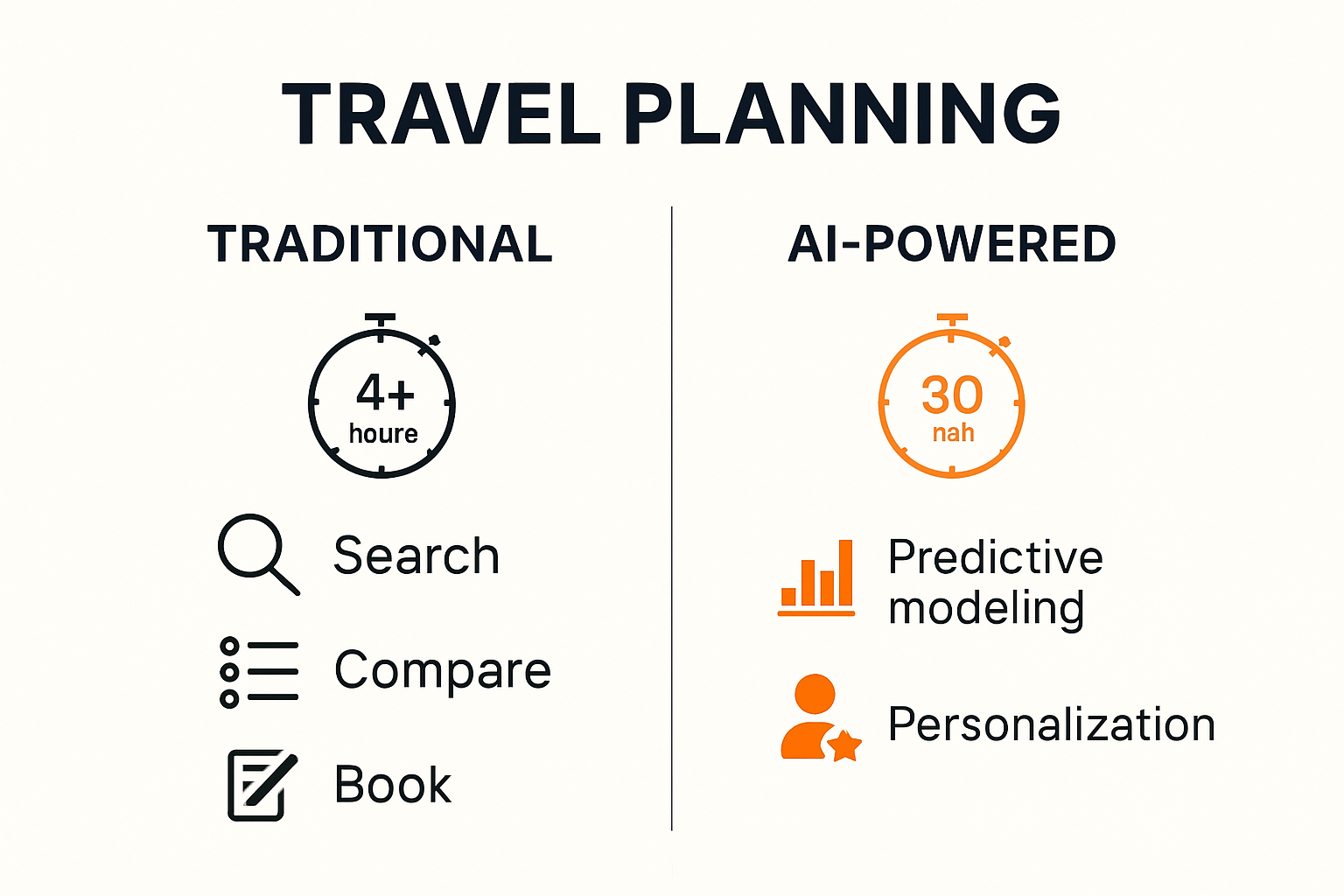 Infographic comparing traditional and AI-powered travel planning