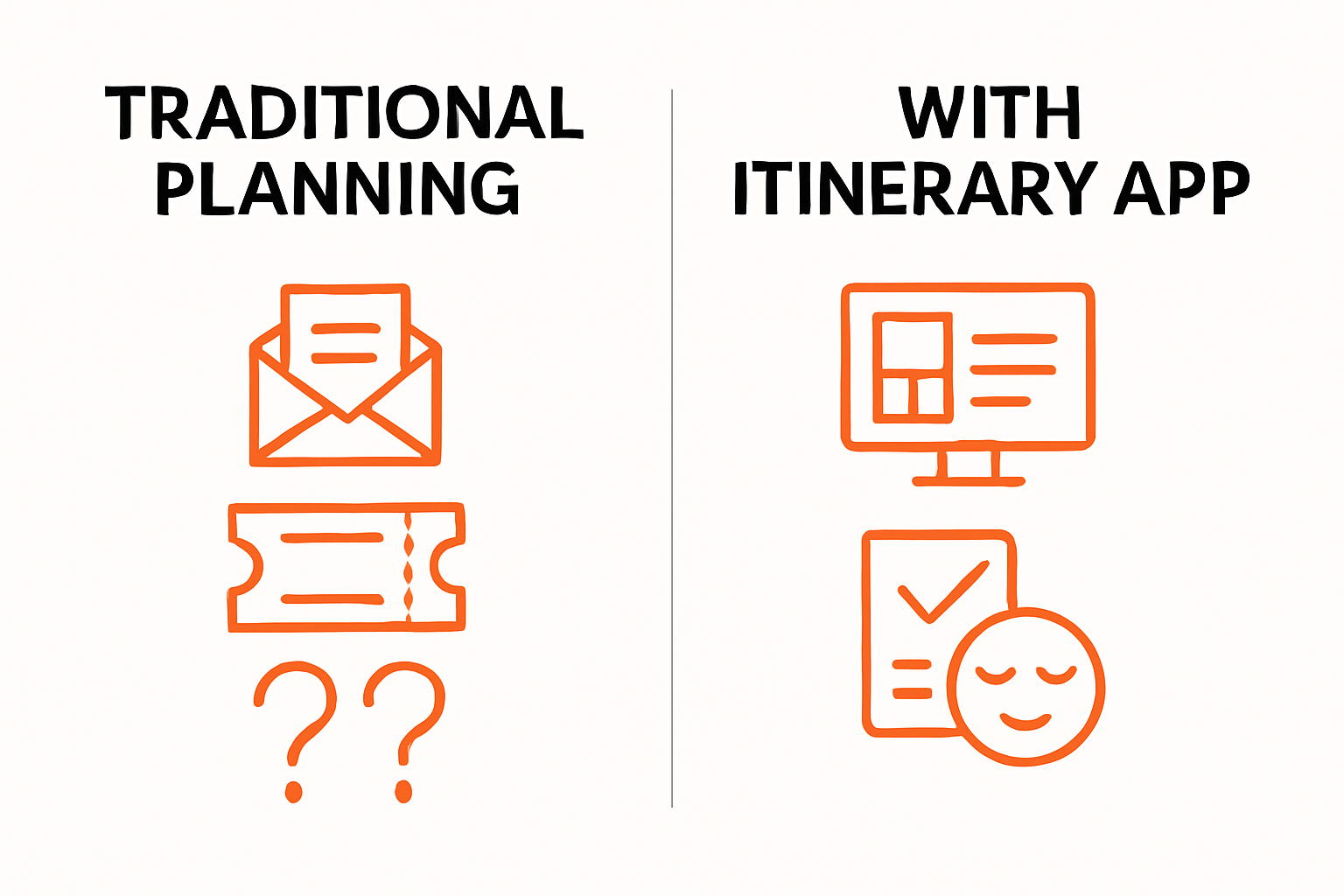 Infographic comparing traditional vs. app-based travel planning