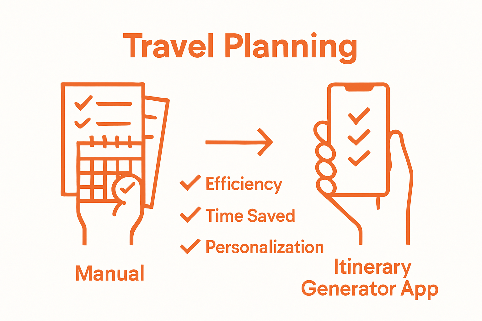 Manual vs. automated itinerary planning visual comparison