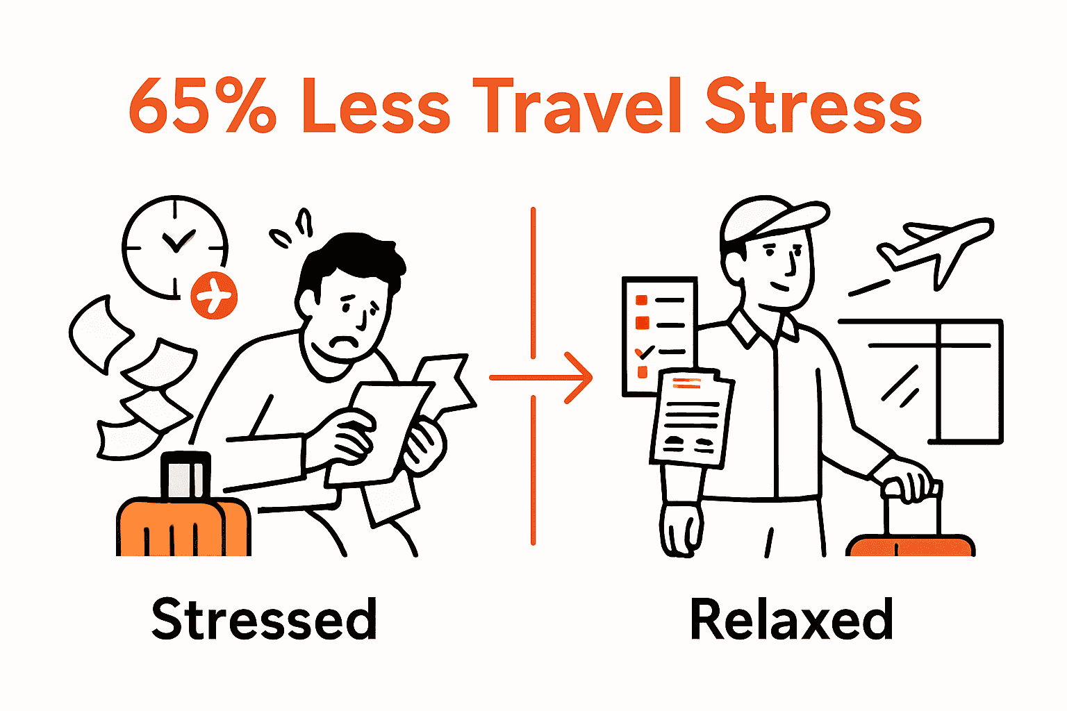 Infographic comparing disorganized versus organized traveler experiences