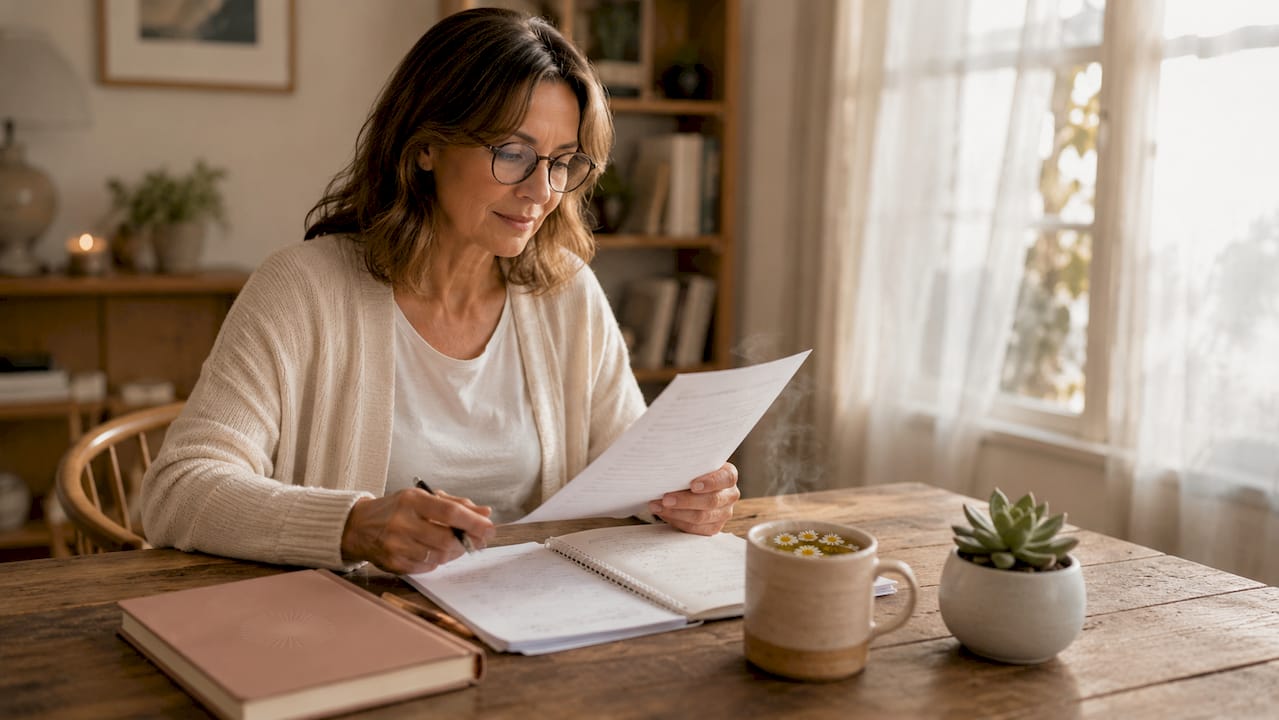 Holistic practitioner reviewing ethical documents