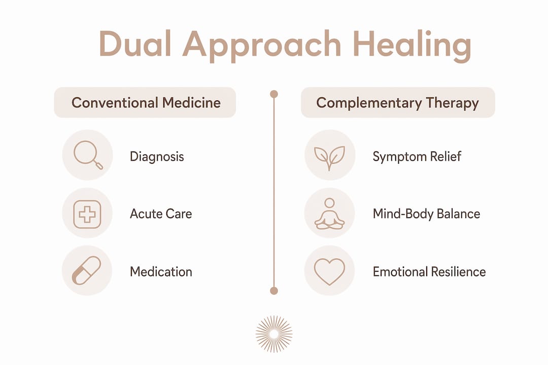 Infographic comparing conventional medicine and complementary therapy