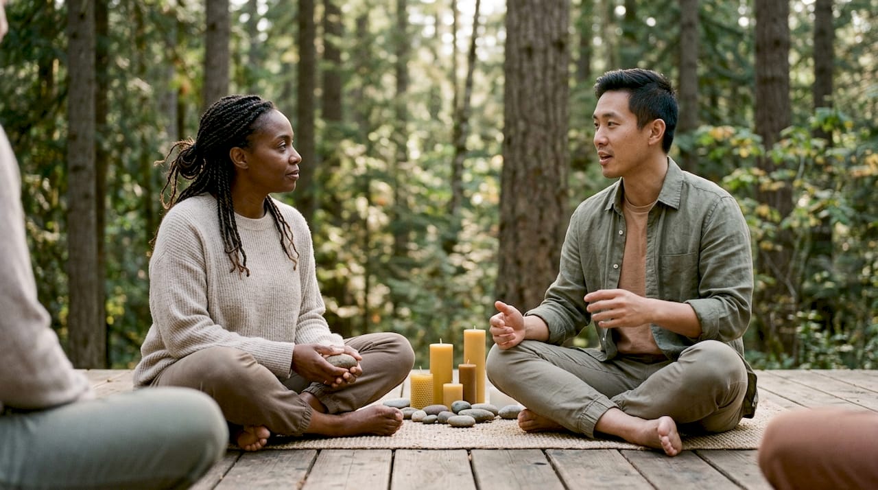 Group in spiritual community sharing circle