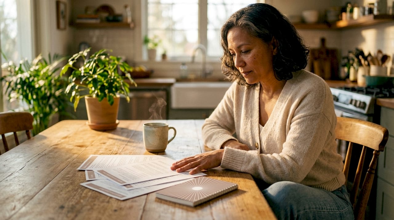 Person reviewing holistic treatment notes at home