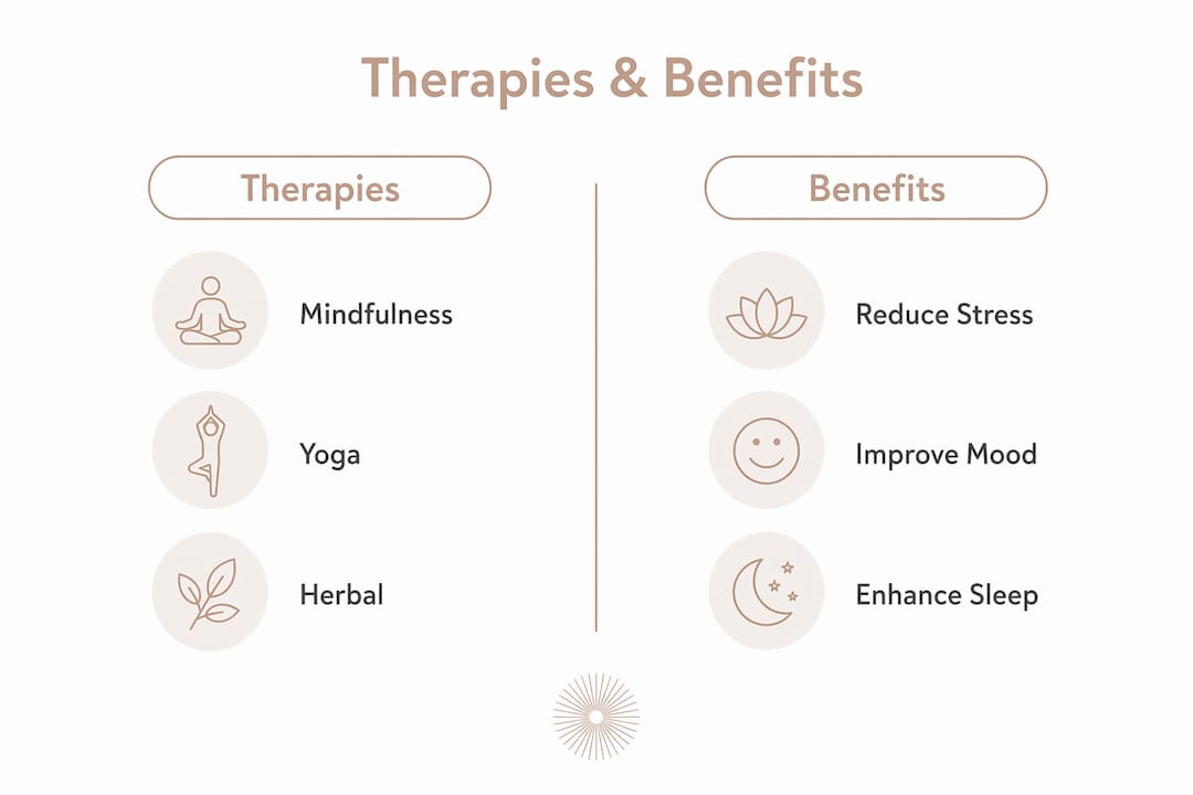 Infographic comparing complementary therapies and benefits