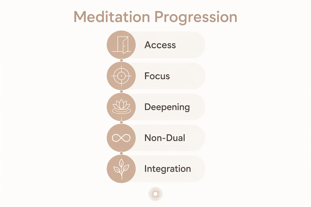 Infographic showing stages of advanced meditation progression
