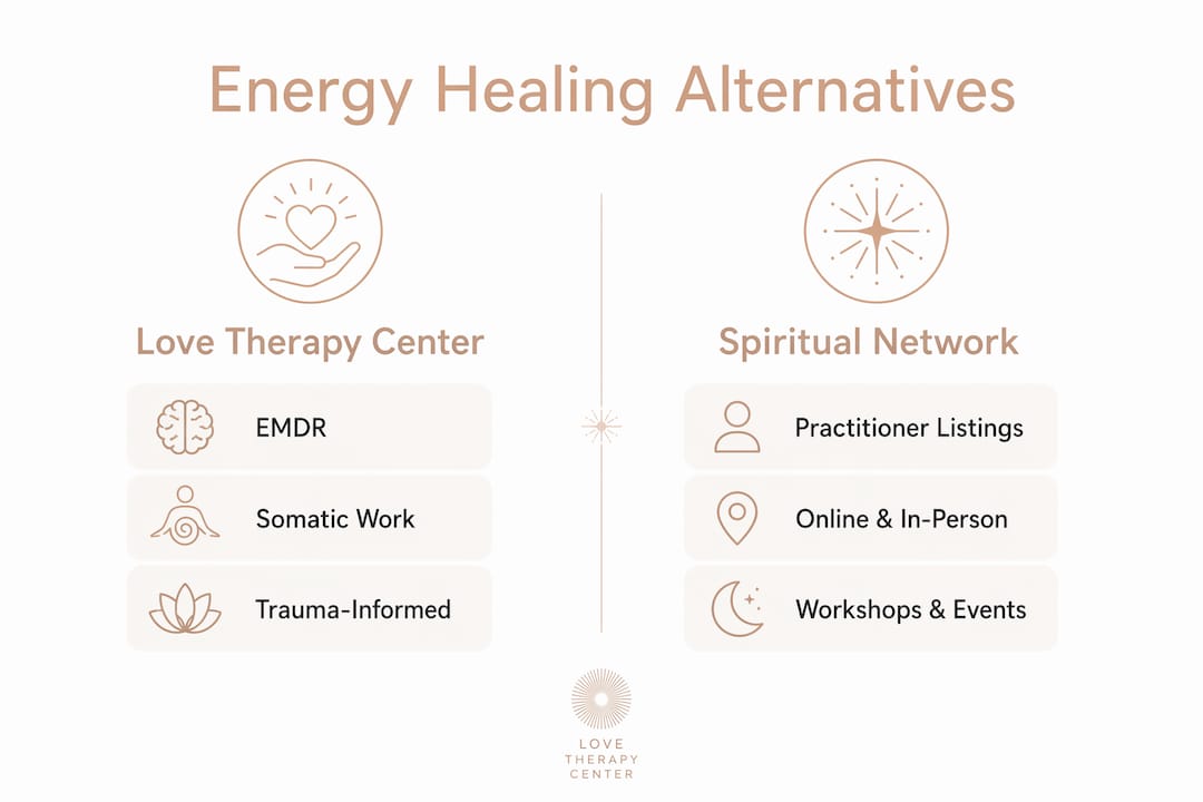 Infographic comparing energy healing platforms in US
