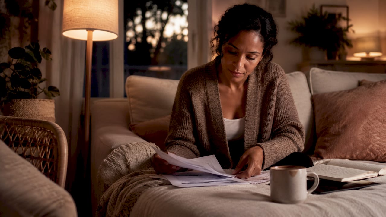 Professional reviewing printed referral documents