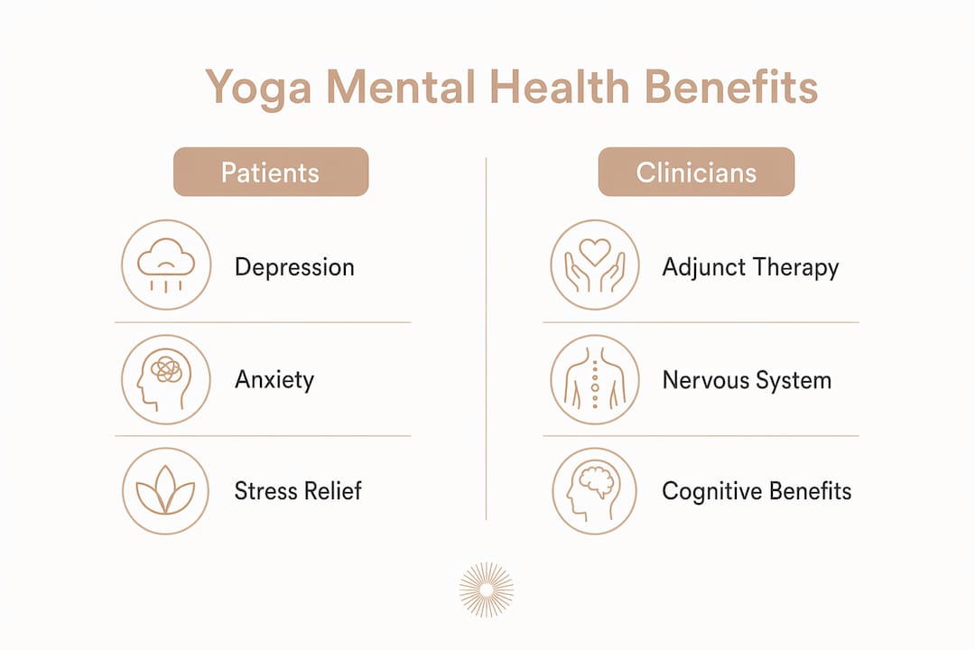 Infographic comparing yoga benefits for patients and clinicians