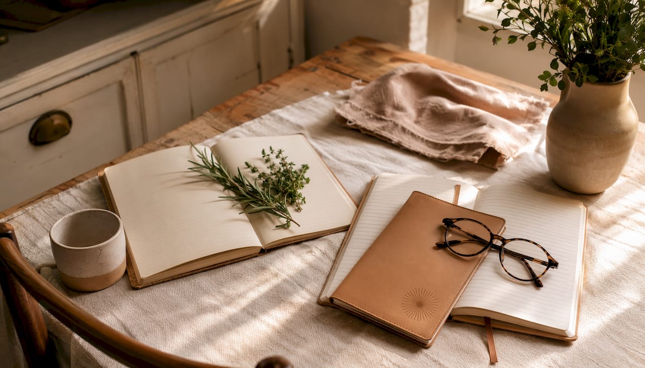 Two notebooks symbolizing healing and therapy comparison