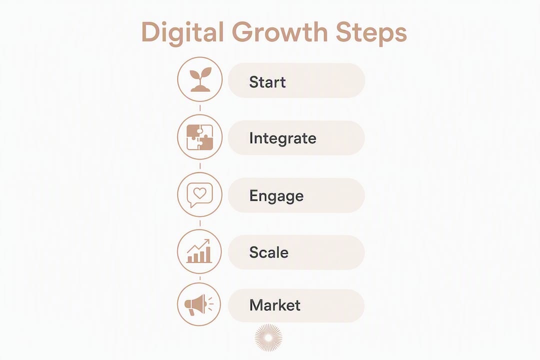 Infographic showing steps to digital practice growth