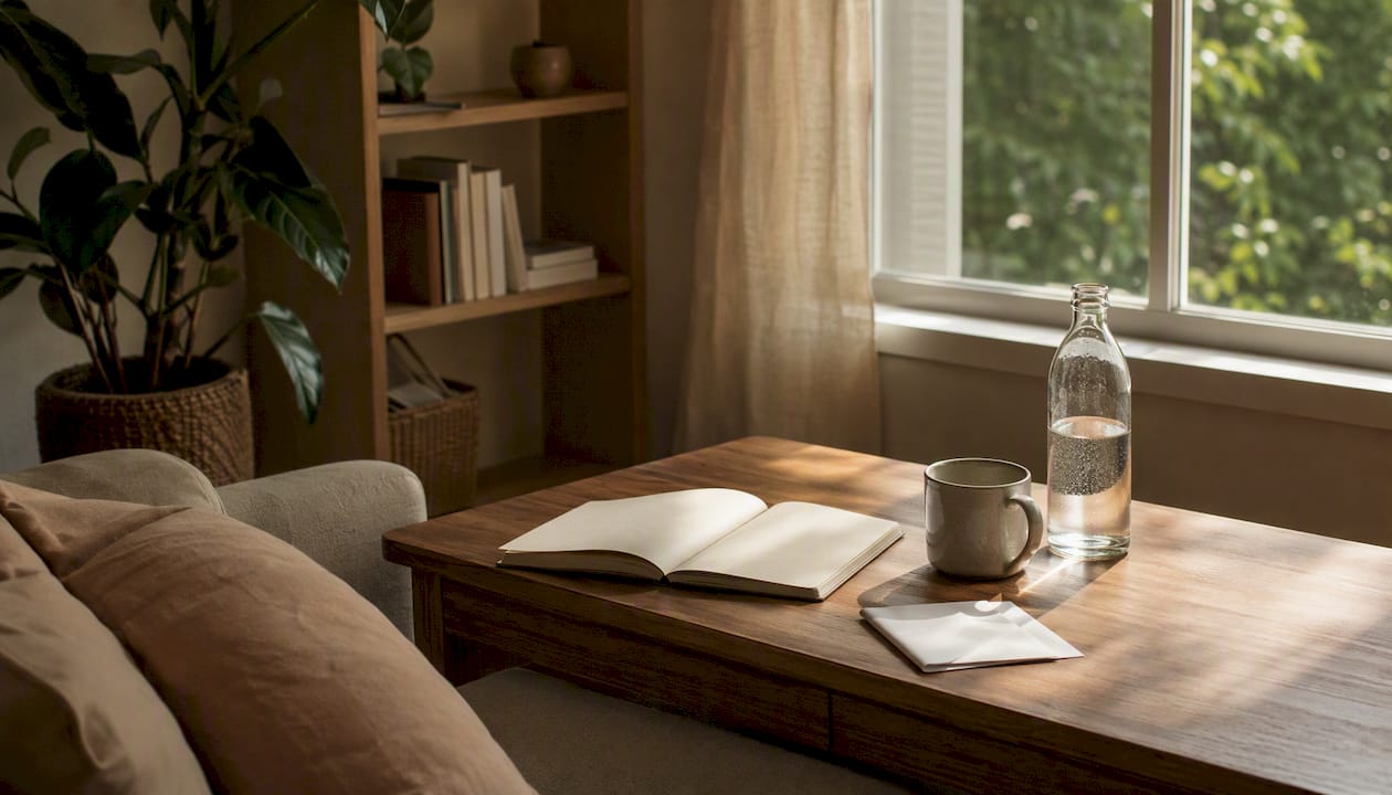 Checklist items on a table in natural light