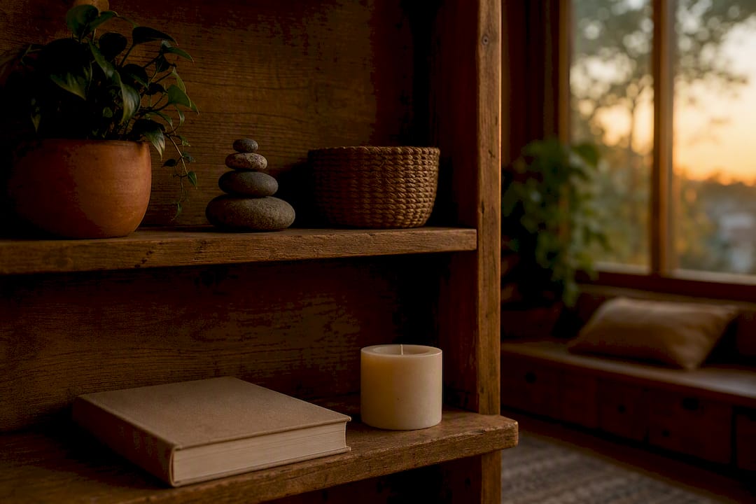 Shelf with natural holistic care items