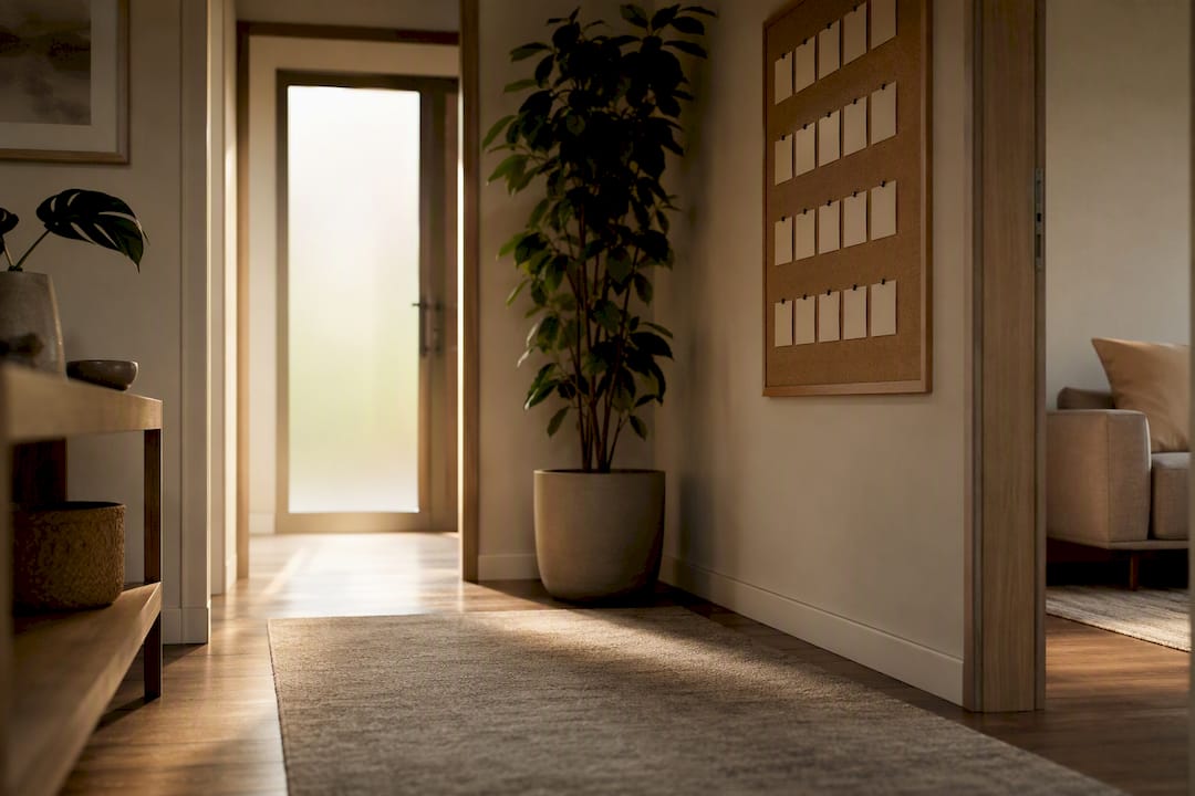 Therapist office hallway with appointment board