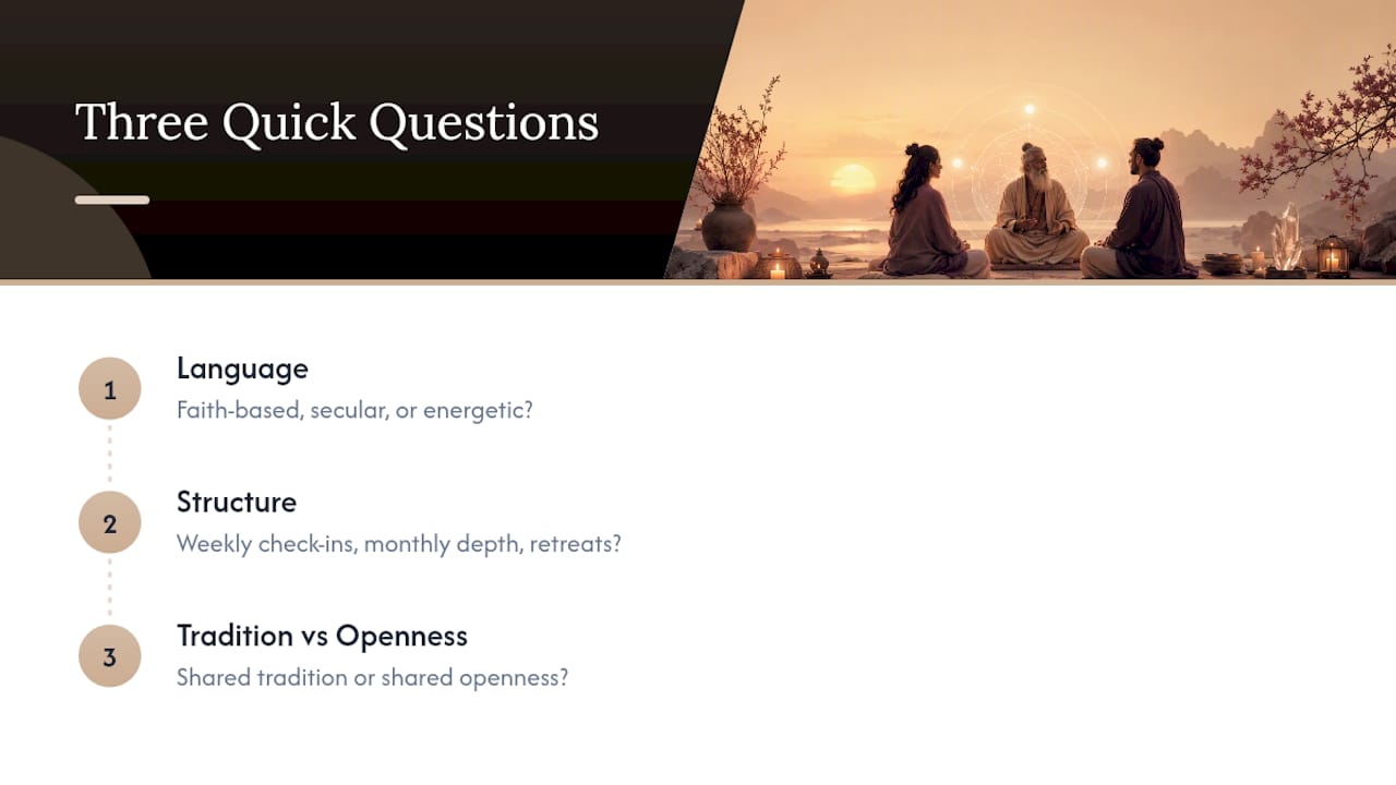 Three questions for choosing a spiritual mentor