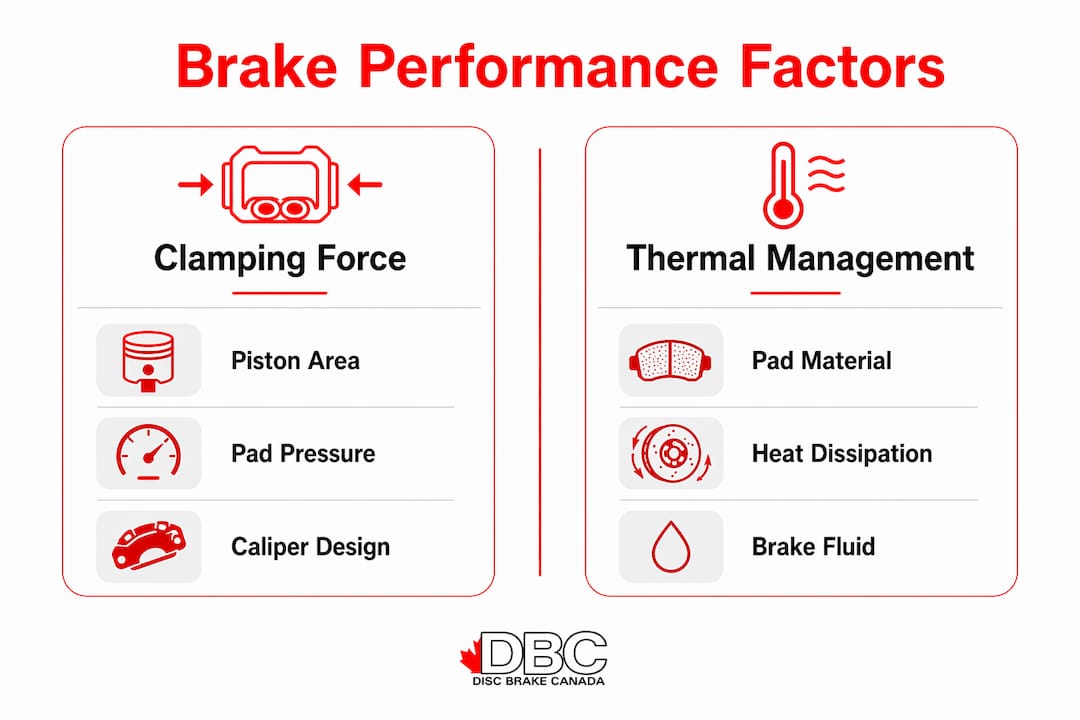 Infographic comparing clamping force and thermal management factors
