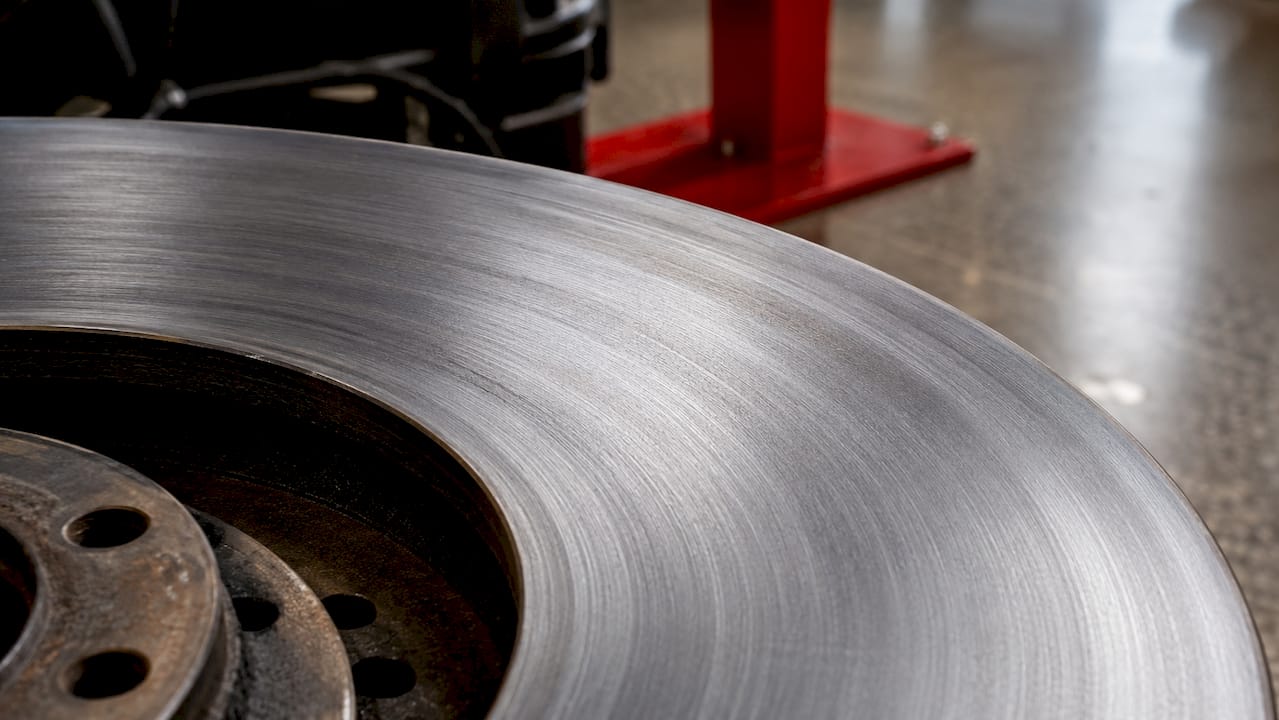 Close-up of brake rotor transfer layer surface