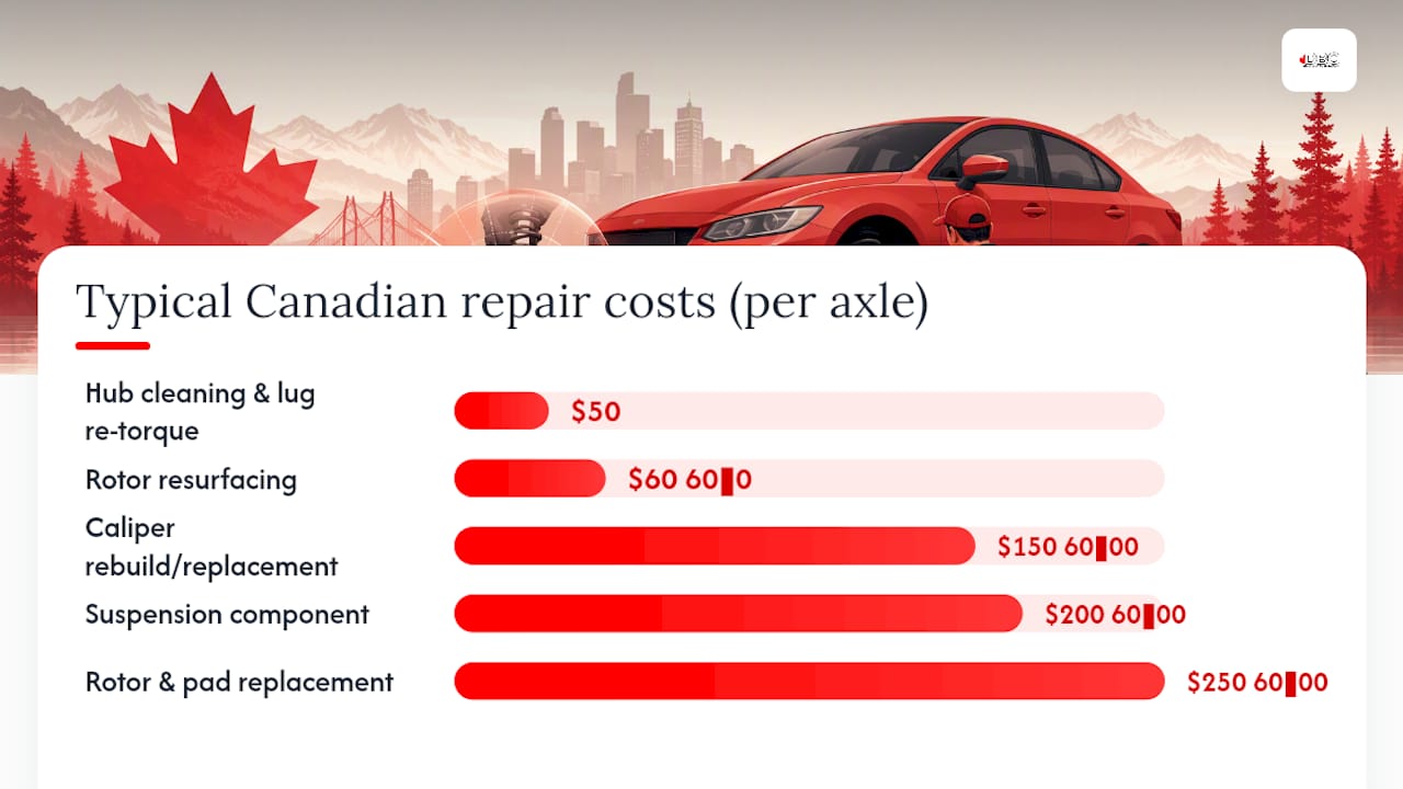 Diagram comparing typical Canadian brake repair costs