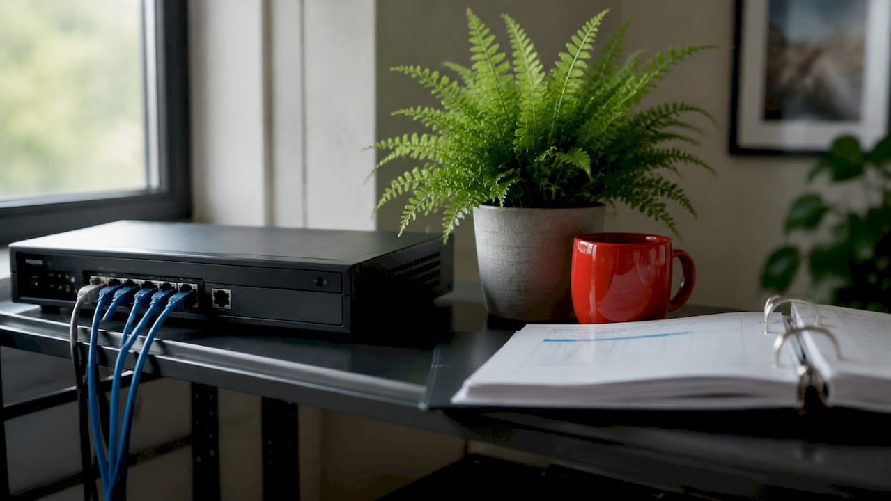 NVR unit with compliance binder and cables