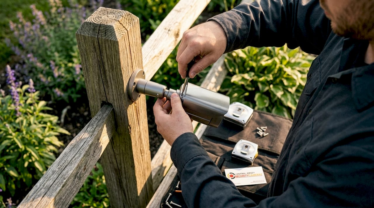 Hands performing hardware maintenance on camera