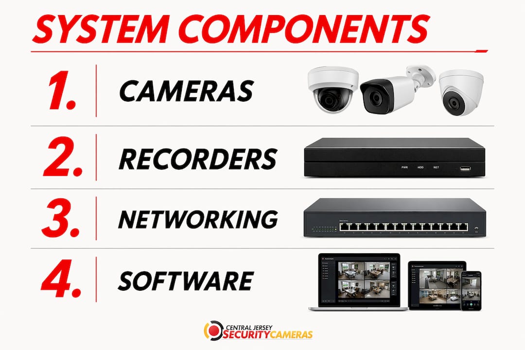 Infographic showing main video surveillance components